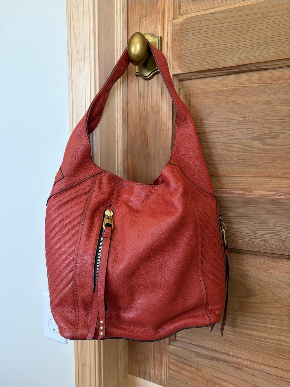 orYANY Red Leather Shoulder Hobo Bag